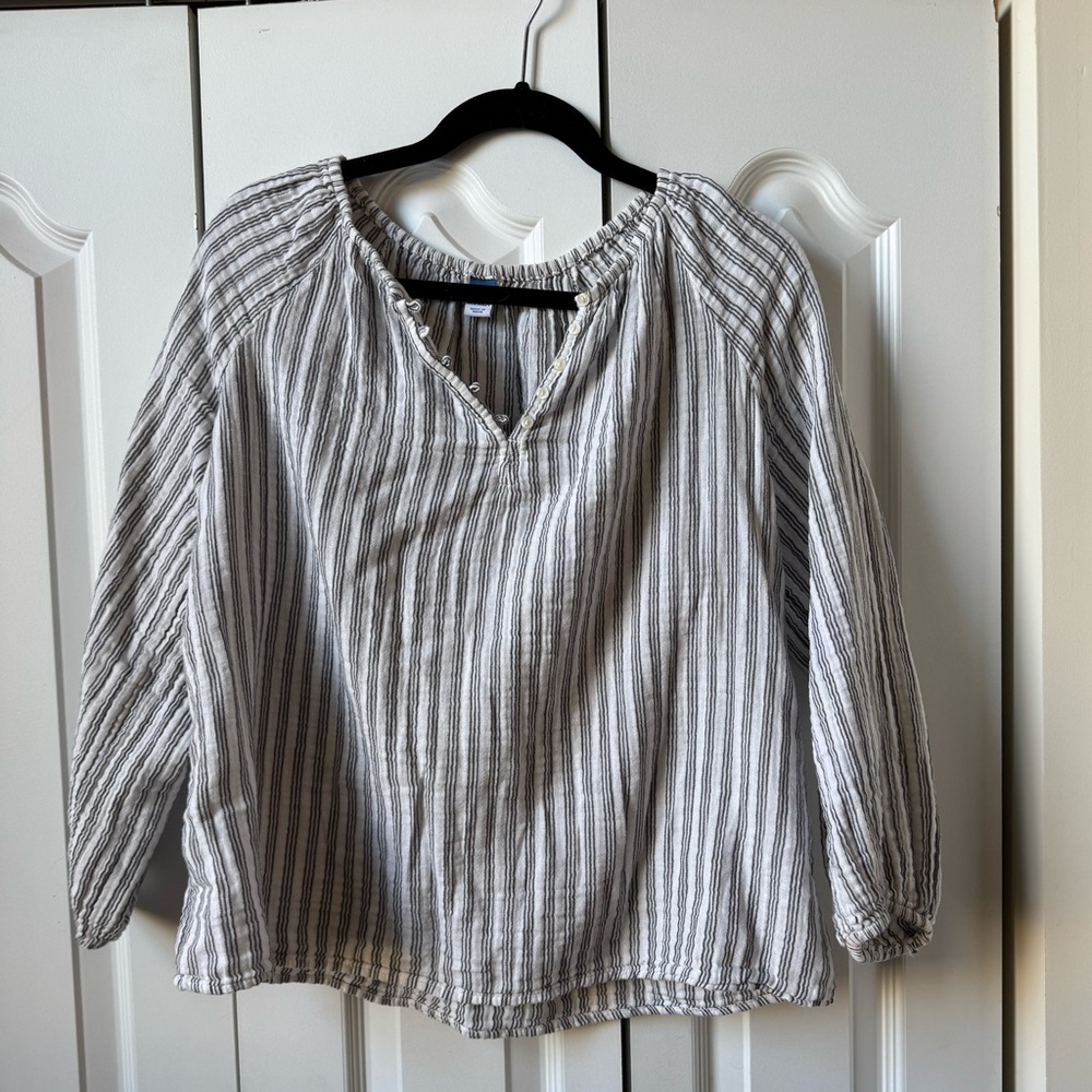 Old Navy Linen Striped Shirt with Buttons.
